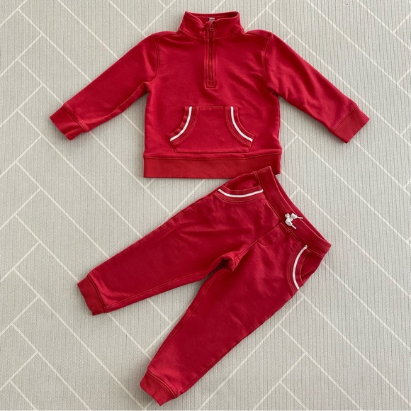 Janie and Jack Red Half Zip Sweatshirt and Pants Set Boy's size 3 - Picture 1 of 11